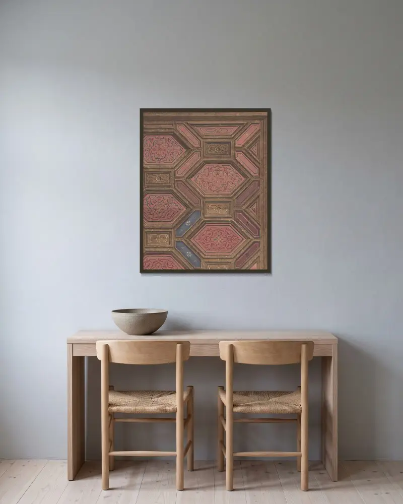 Design för matsal, Hôtel de Doctor Cranchi av Jules-Edmond-Charles Lachaise inramad på en vägg