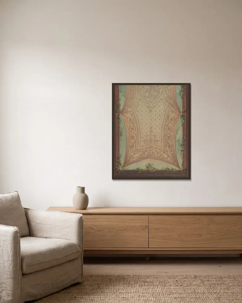 Design för galleritak, Hôtel Cottier av Jules-Edmond-Charles Lachaise inramad på en vägg