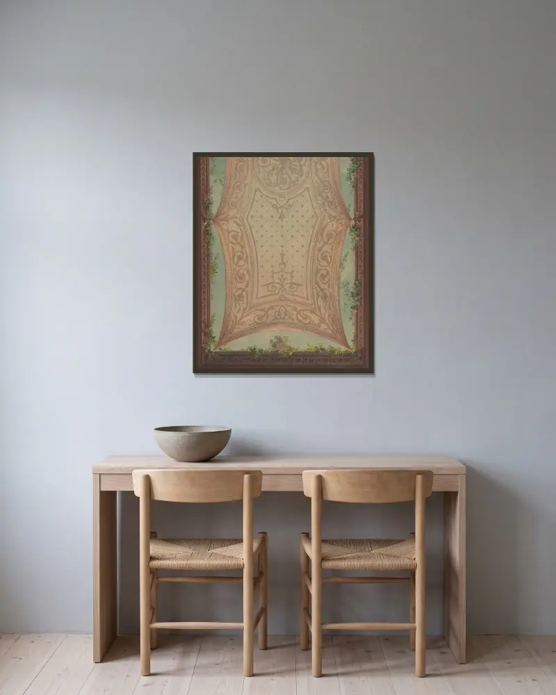 Design för galleritak, Hôtel Cottier av Jules-Edmond-Charles Lachaise inramad på en vägg