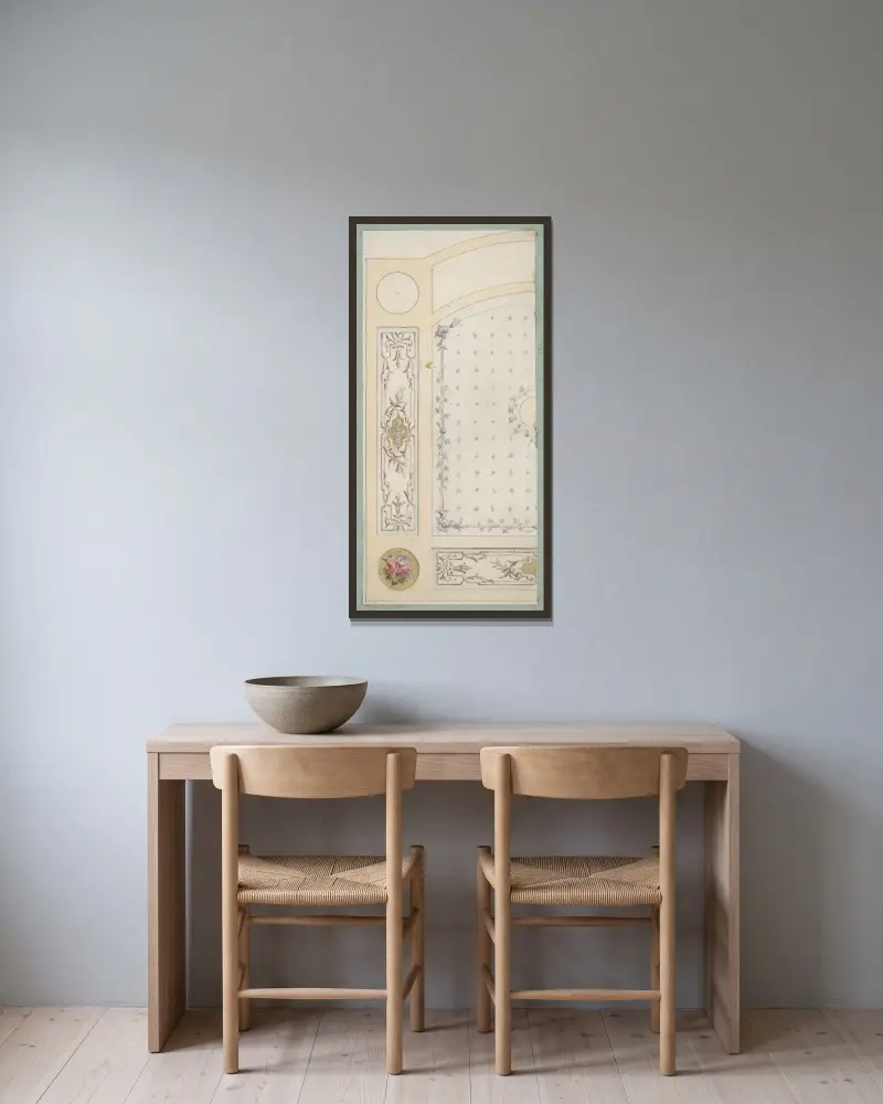 Design för målad dekoration av vägg- eller takpaneler, med ordet ”Frascati” (1800-tal) av Jules-Edmond-Charles Lachaise inramad på en vägg