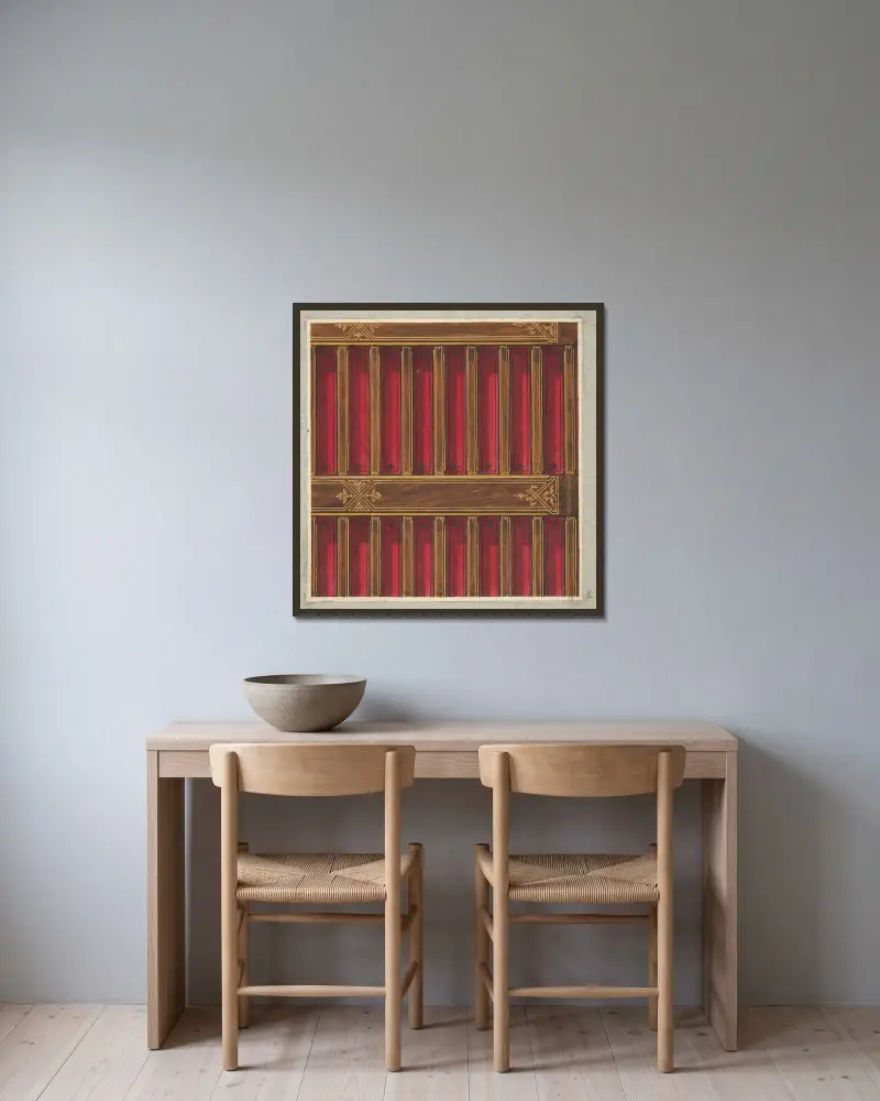 Design för dekoration av bjälktak av Jules-Edmond-Charles Lachaise inramad på en vägg