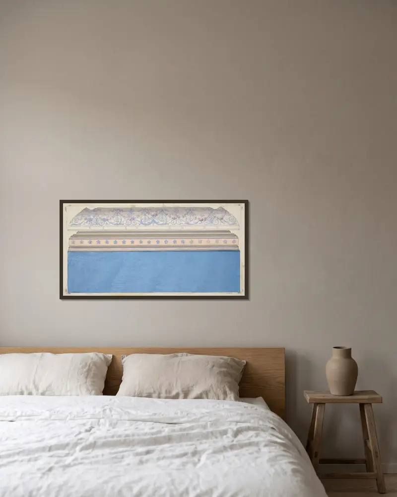 Design för taklist och stuckatur av Jules-Edmond-Charles Lachaise inramad på en vägg