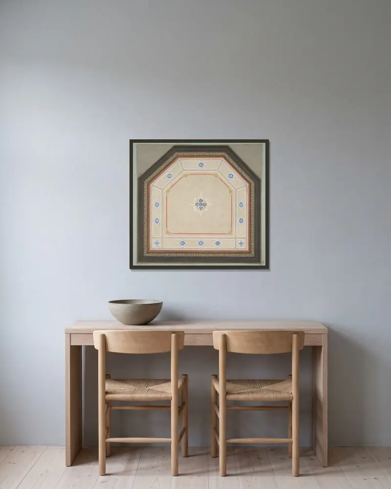 Design för dekoration av ett femkantigt tak av Jules-Edmond-Charles Lachaise inramad på en vägg