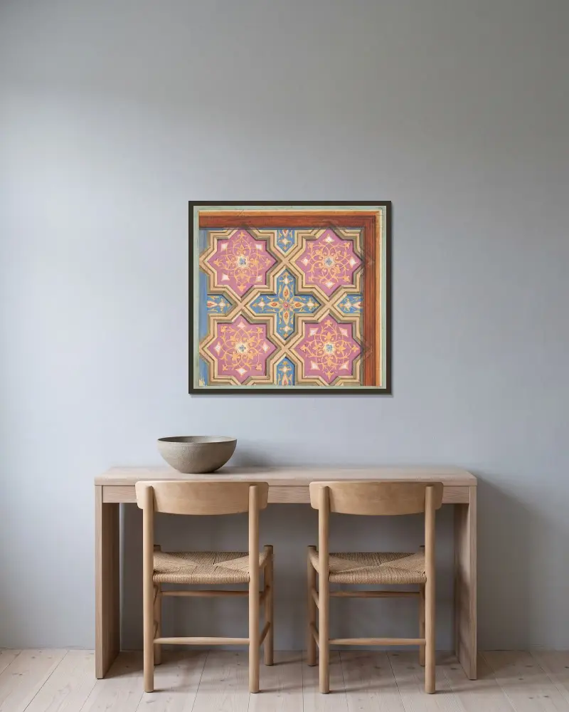 Partiell design för takdekoration av Jules-Edmond-Charles Lachaise inramad på en vägg