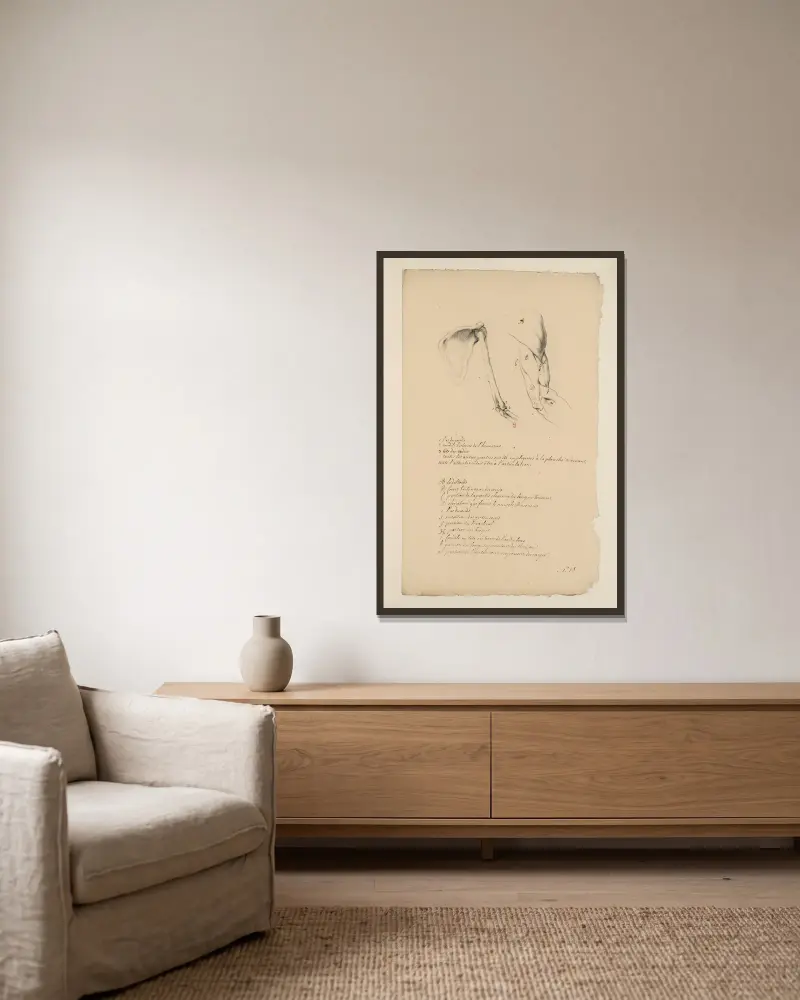 Anatomische Hefte Taf. 17 von Charles Monnet gerahmt an einer Wand