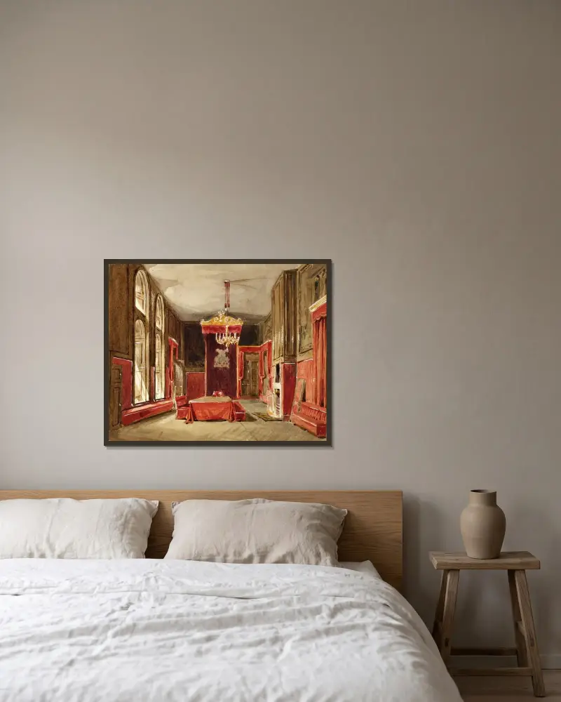 Study for Drawing Room, St. James, from Microcosm of London av Augustus Charles Pugin inramad på en vägg