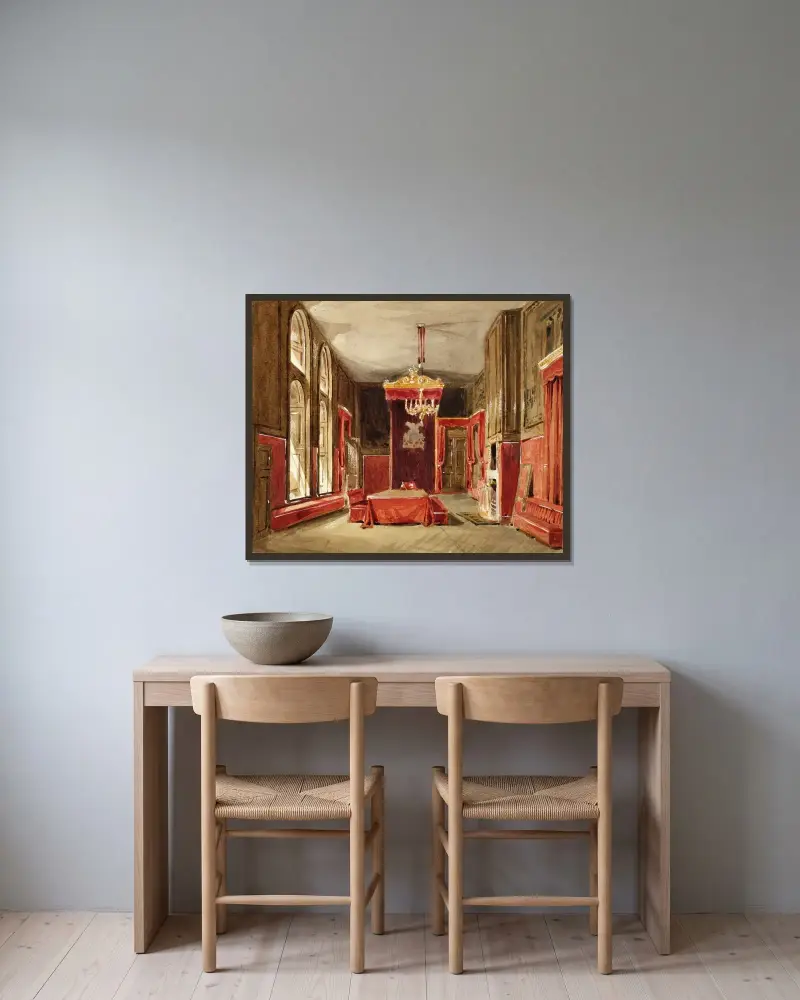 Study for Drawing Room, St. James, from Microcosm of London av Augustus Charles Pugin inramad på en vägg