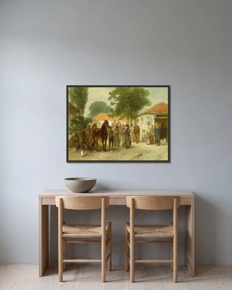 Die Requisition von Charles Rochussen gerahmt an einer Wand