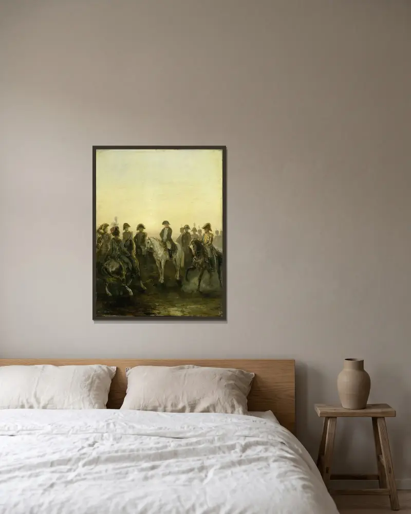Napoleon med sin stab av Charles Rochussen inramad på en vägg