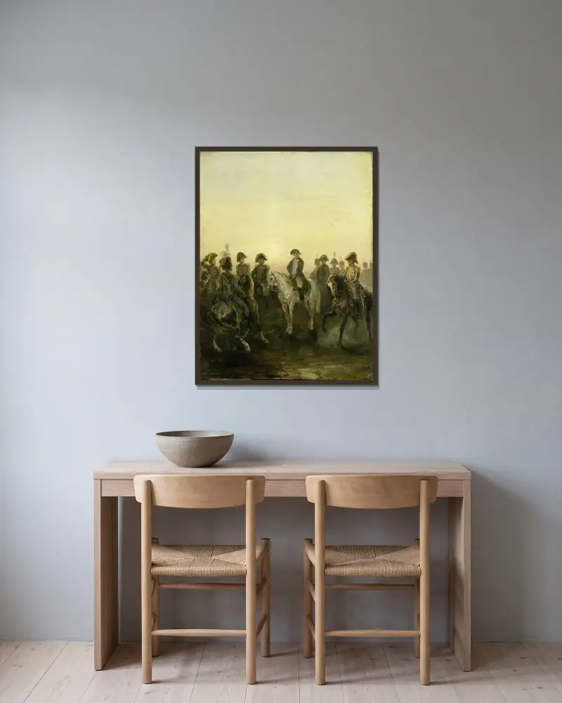 Napoleon med sin stab av Charles Rochussen inramad på en vägg