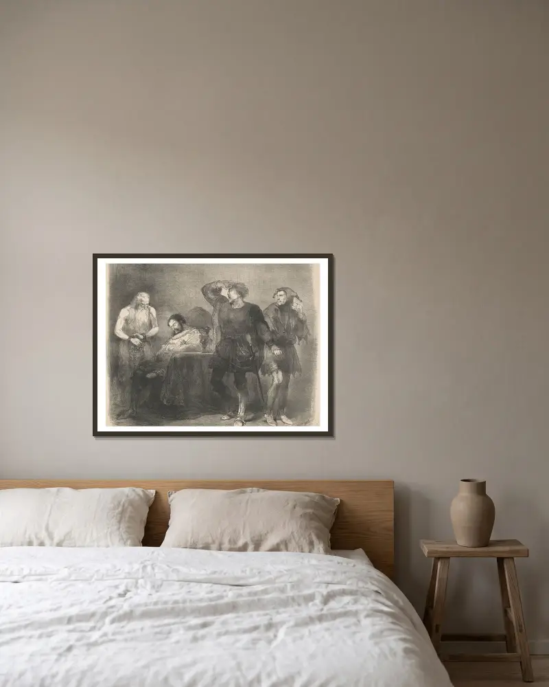 Szene aus dem Stück „The Ghost“ von Charles Rochussen gerahmt an einer Wand