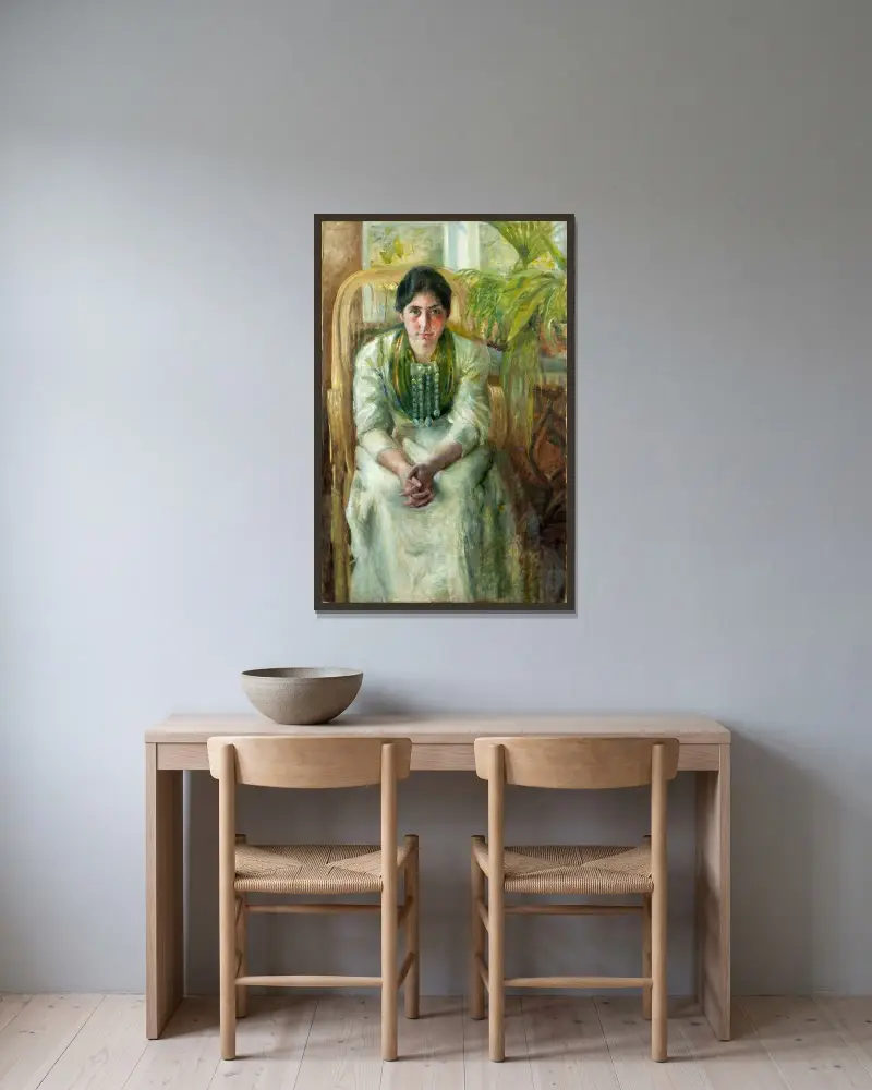 Mrs Fernanda Nylund av Charlotte Mannheimer inramad på en vägg