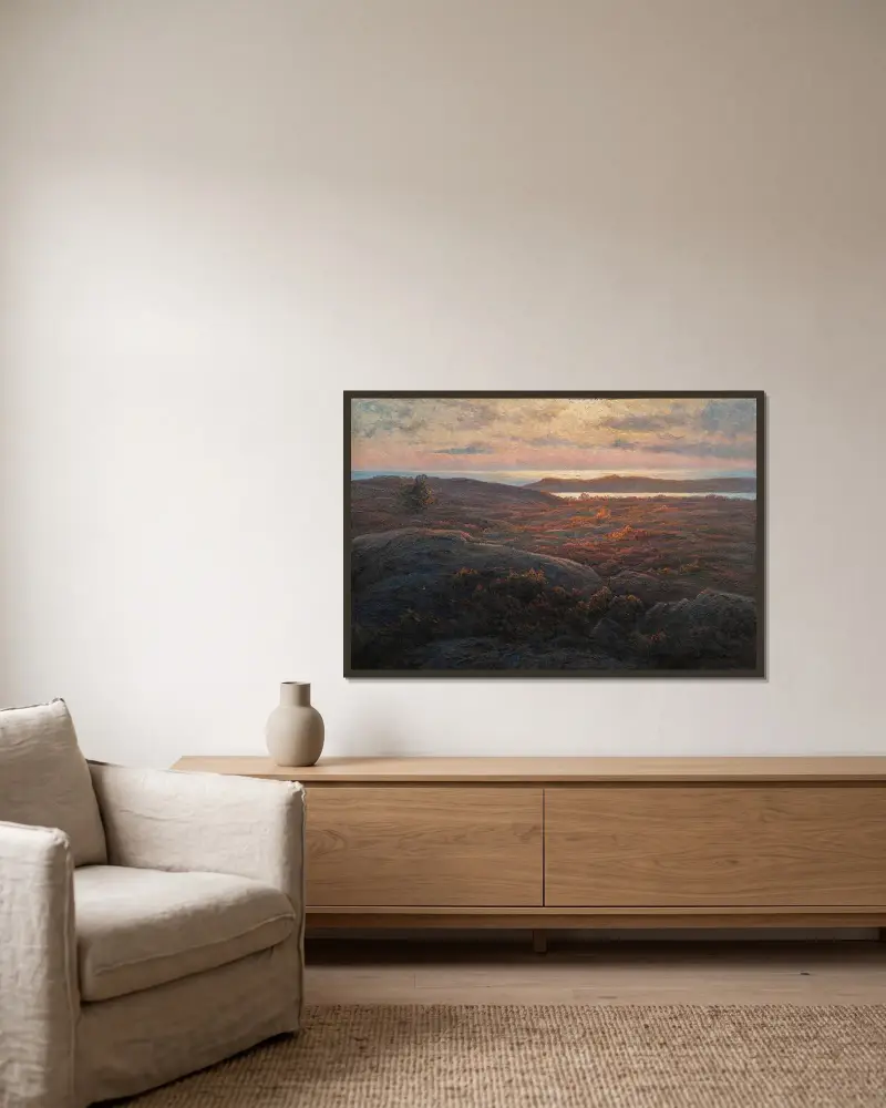 Sunlight av Charlotte Wahlström inramad på en vägg