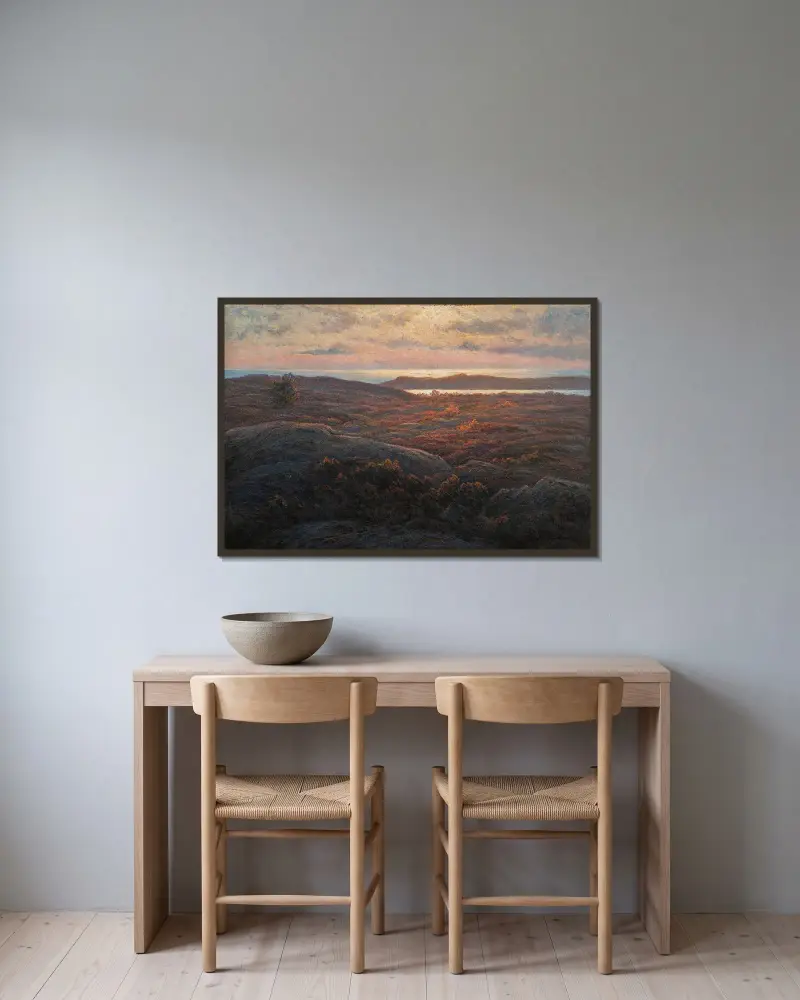 Sunlight av Charlotte Wahlström inramad på en vägg