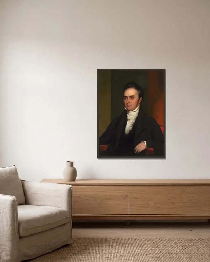 Daniel Webster, 1828 von Chester Harding gerahmt an einer Wand