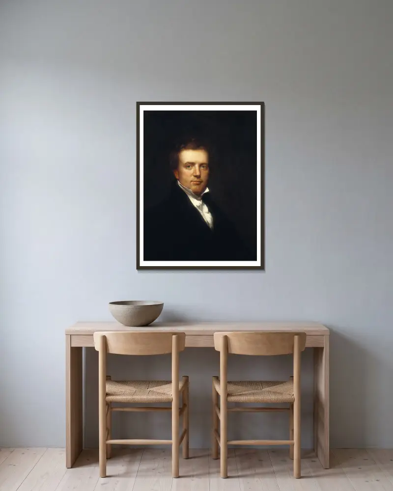 Selbstporträt von Chester Harding gerahmt an einer Wand