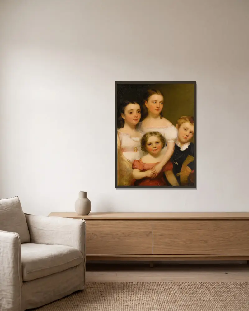 Die Kinder des Künstlers von Chester Harding gerahmt an einer Wand