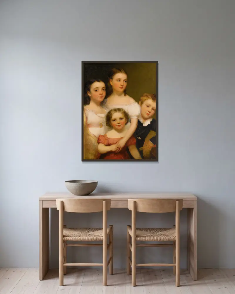 Die Kinder des Künstlers von Chester Harding gerahmt an einer Wand