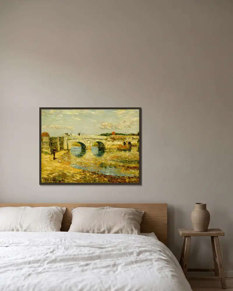 Bridge Over the Stour av Childe Hassam inramad på en vägg