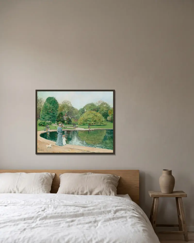 Central Park von Childe Hassam gerahmt an einer Wand