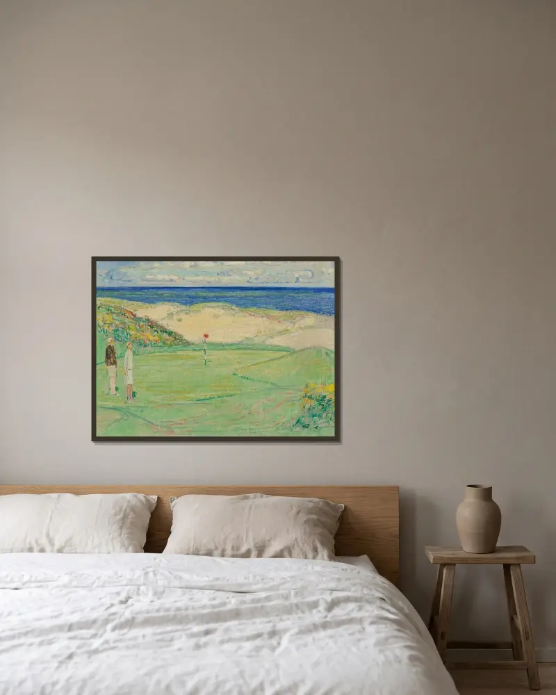 East Course, Maidstone Club av Childe Hassam inramad på en vägg