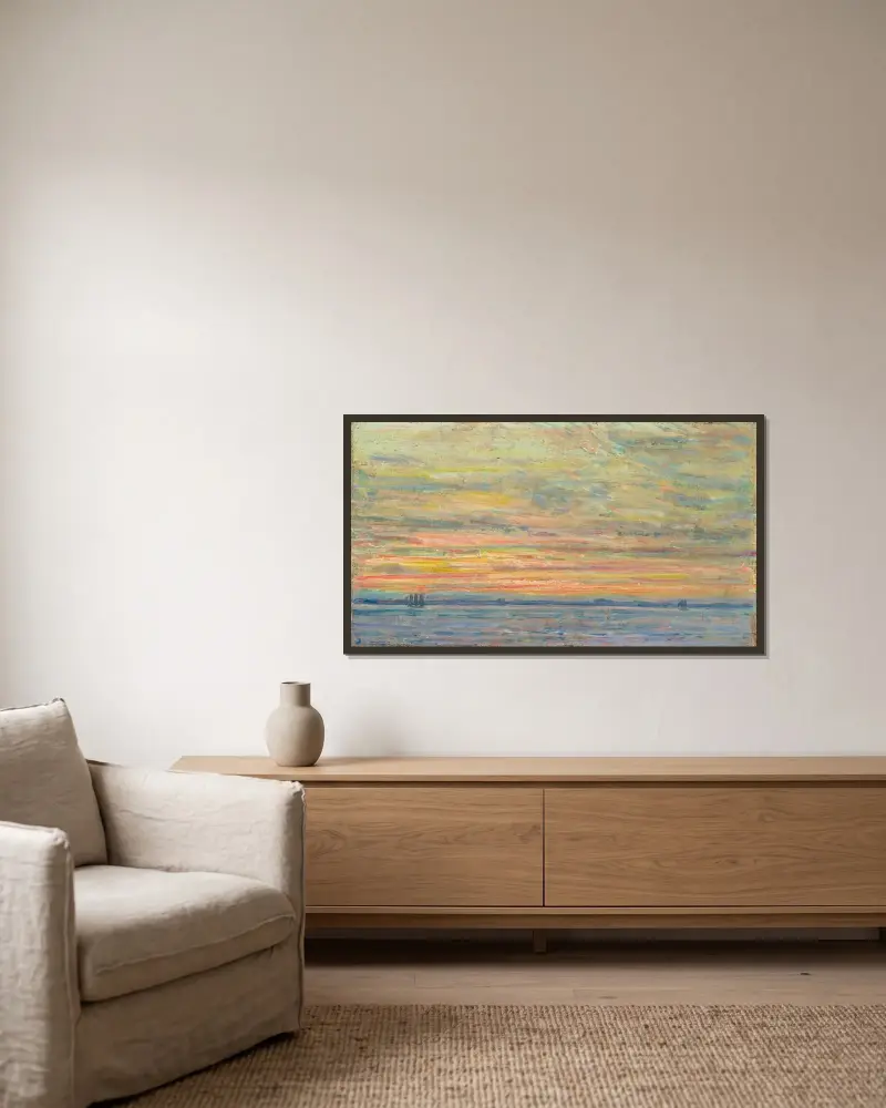 Abend (Isles of Shoals) von Childe Hassam gerahmt an einer Wand