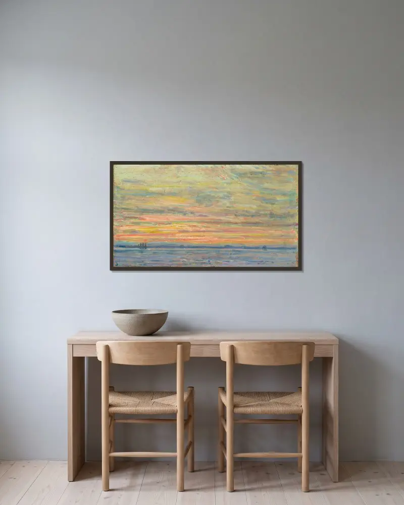Abend (Isles of Shoals) von Childe Hassam gerahmt an einer Wand