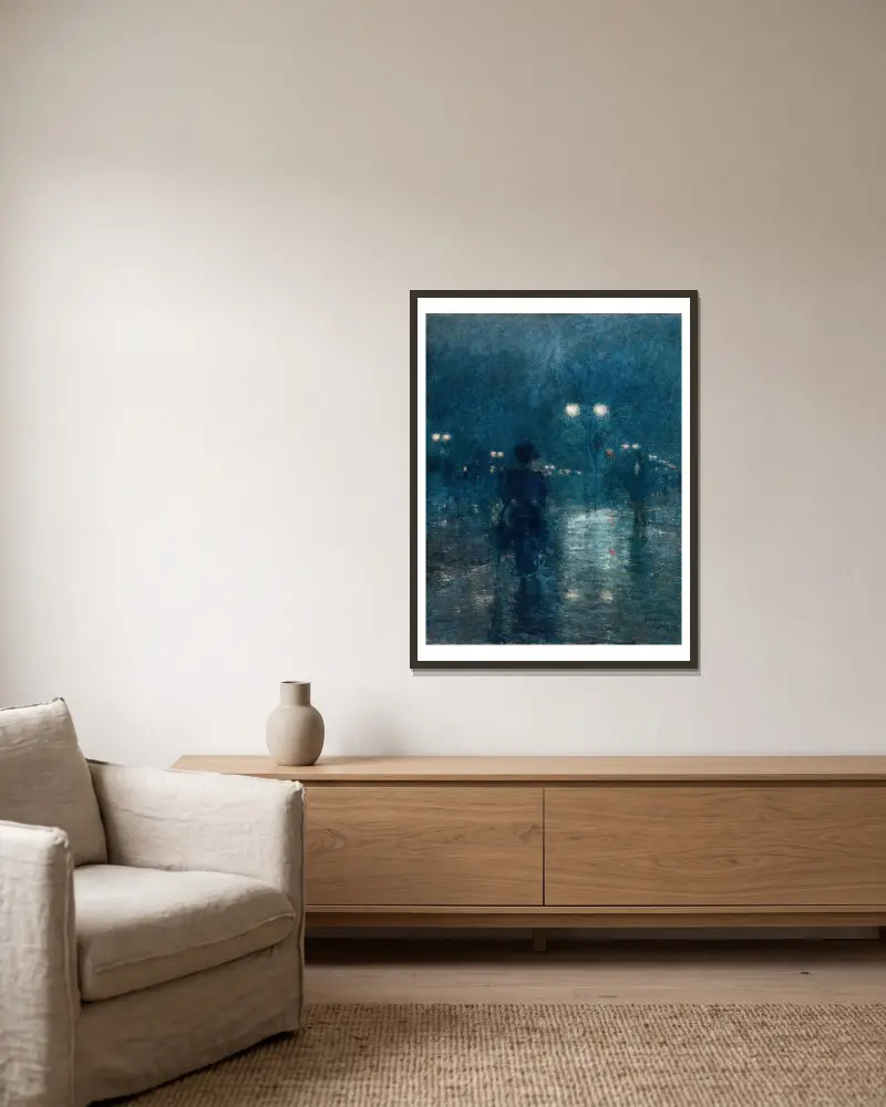 Fifth Avenue Nocturne von Childe Hassam gerahmt an einer Wand