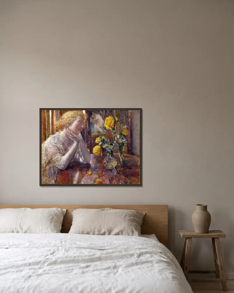 Róże Maréchal Niel, Childe Hassam w ramie na ścianie