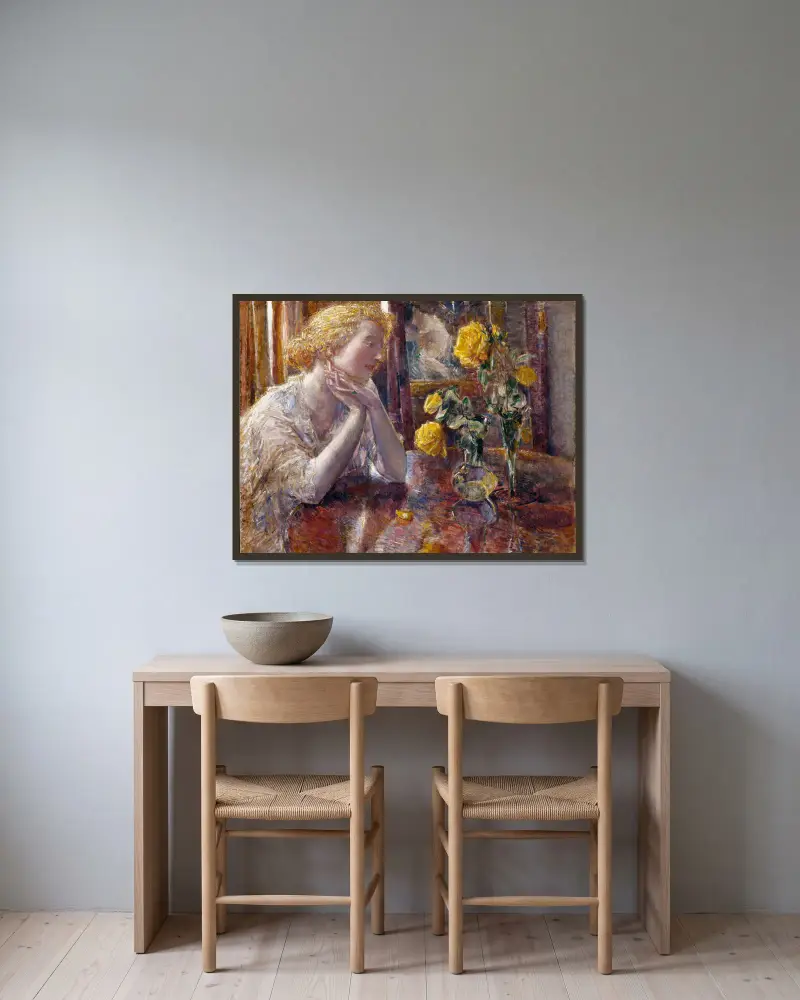 Róże Maréchal Niel, Childe Hassam w ramie na ścianie