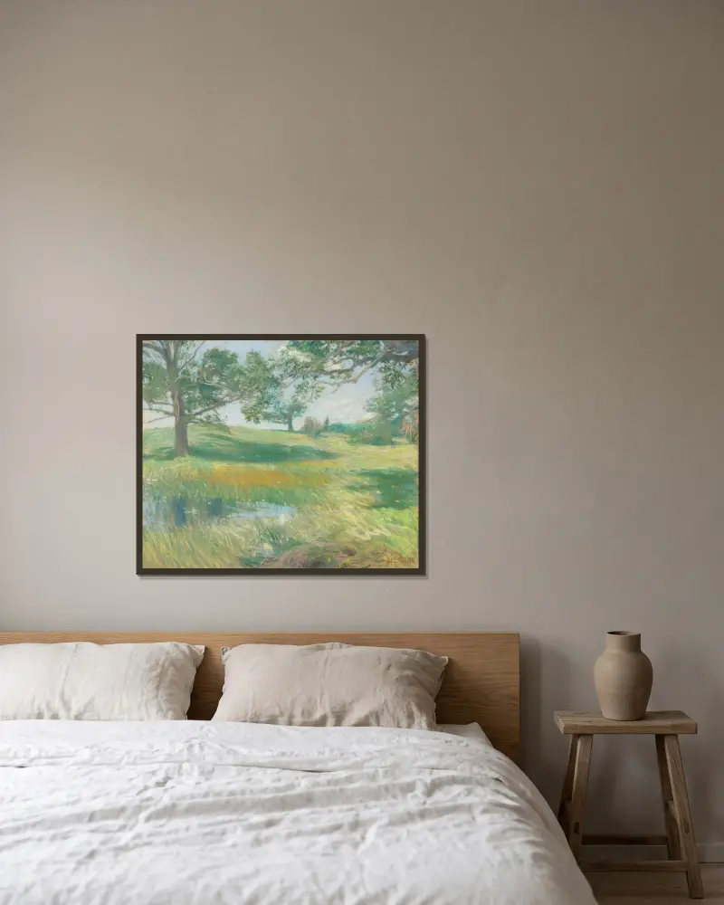 Ängar av Childe Hassam inramad på en vägg