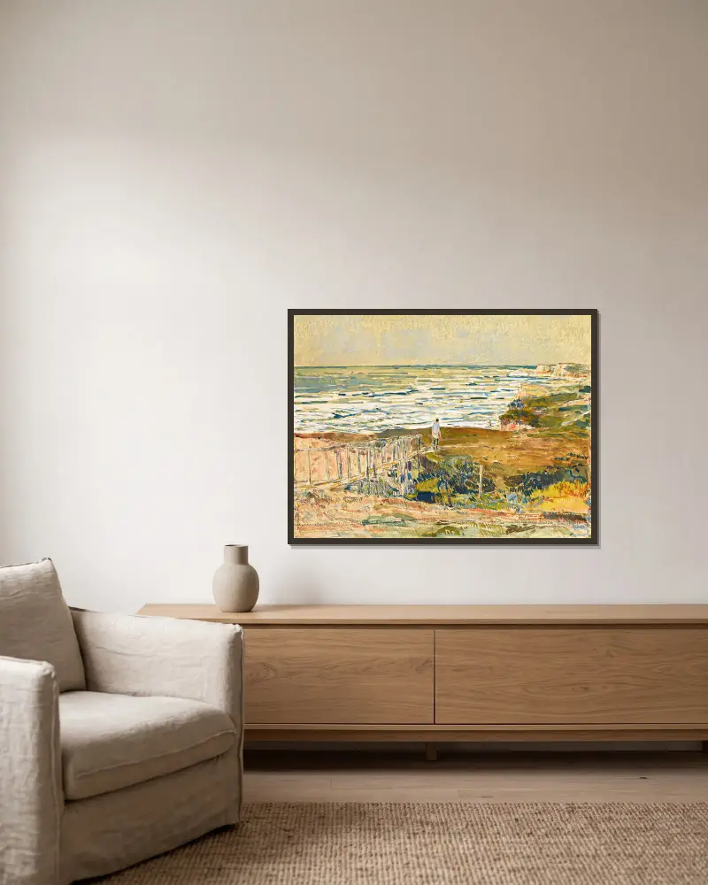 Montauk Fisherman av Childe Hassam inramad på en vägg