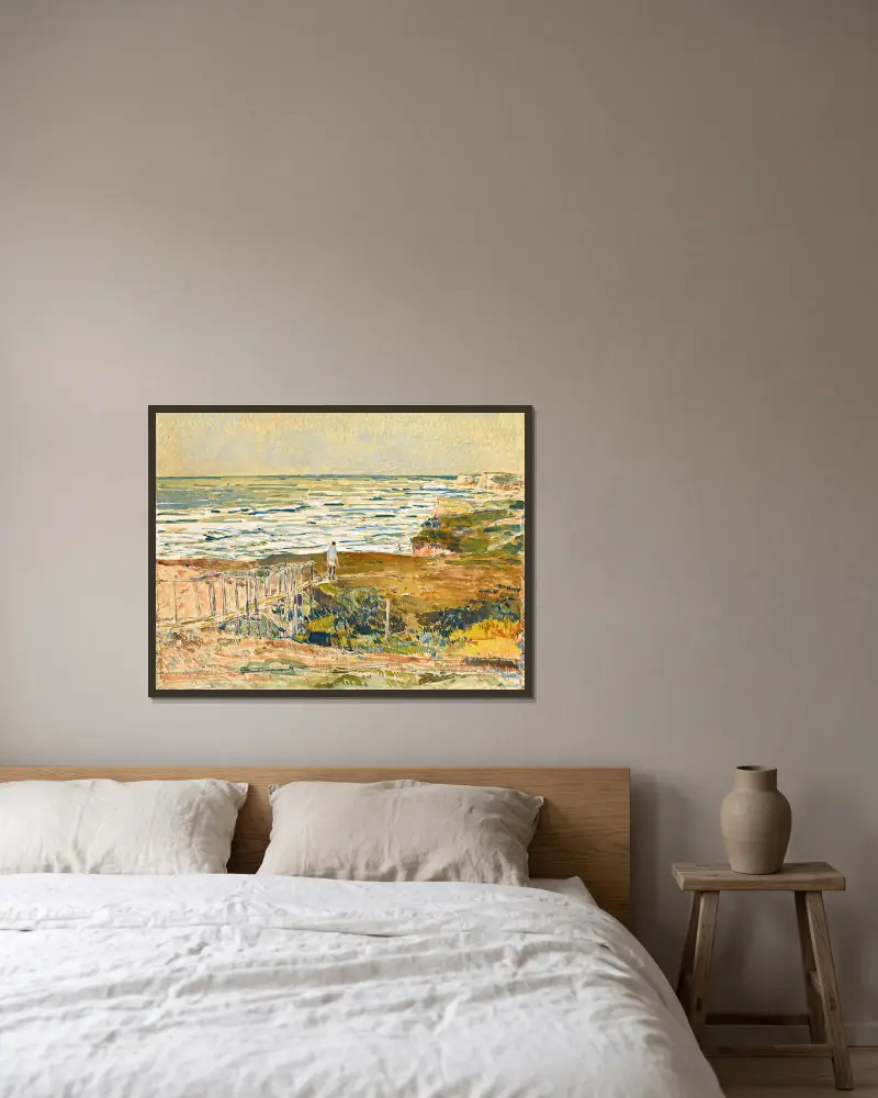 Montauk Fisherman av Childe Hassam inramad på en vägg