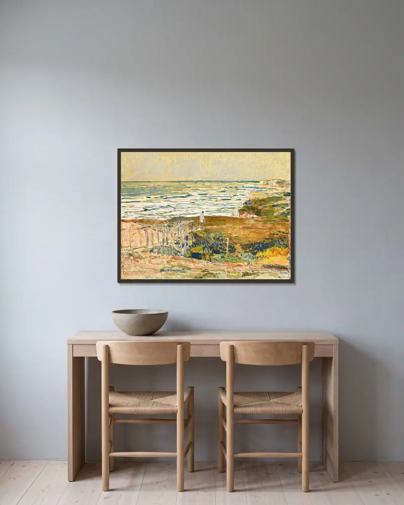 Montauk Fisherman av Childe Hassam inramad på en vägg