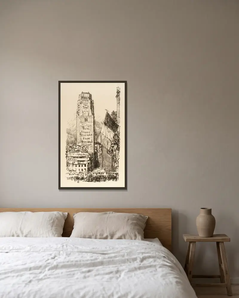 New York-bukett av Childe Hassam inramad på en vägg
