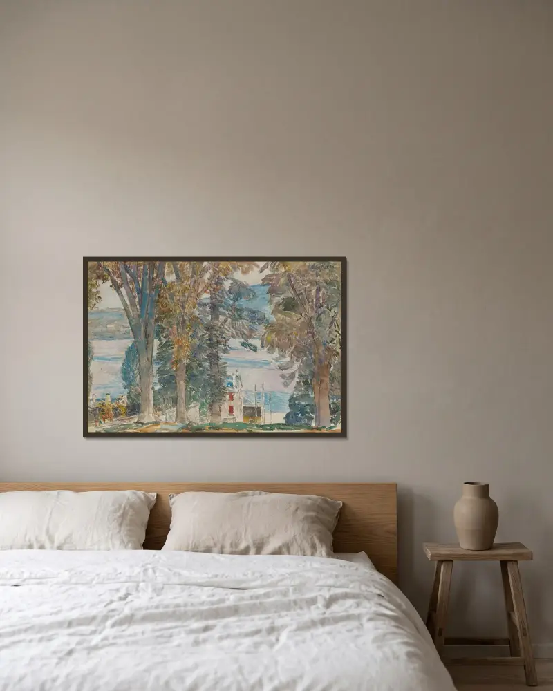 Newburgh, New York av Childe Hassam inramad på en vägg