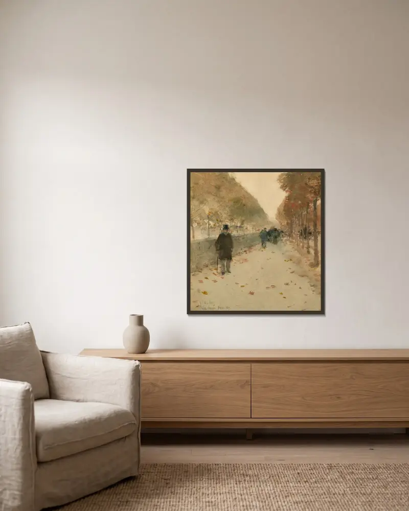 Quai du Louvre av Childe Hassam inramad på en vägg