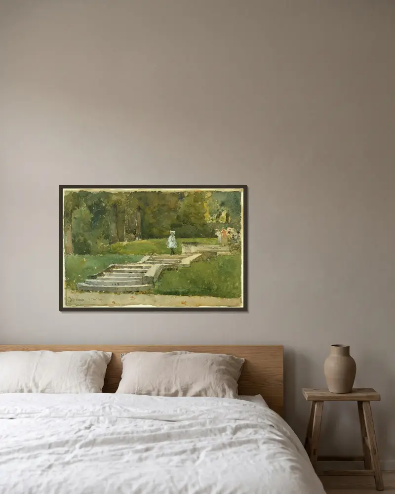 Saint-Cloud av Childe Hassam inramad på en vägg