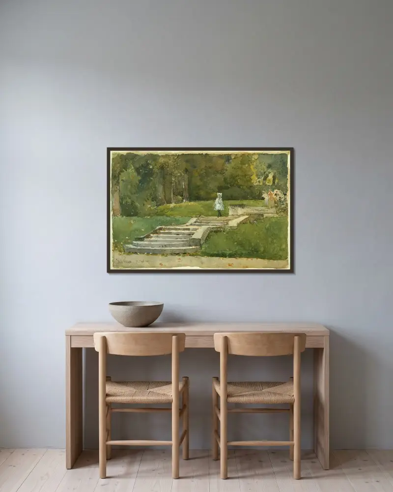 Saint-Cloud av Childe Hassam inramad på en vägg