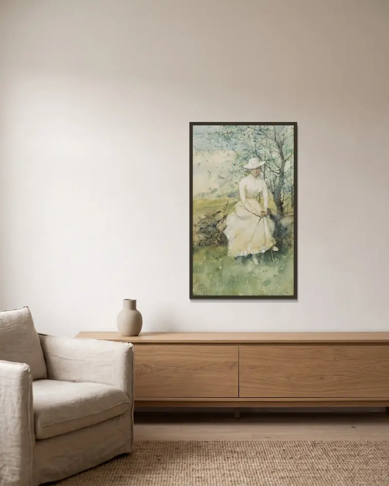 Frühling von Childe Hassam gerahmt an einer Wand