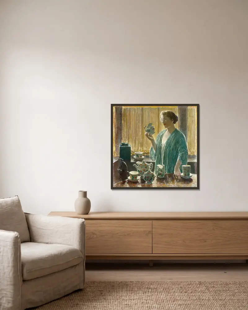 Erdbeertee-Service von Childe Hassam gerahmt an einer Wand