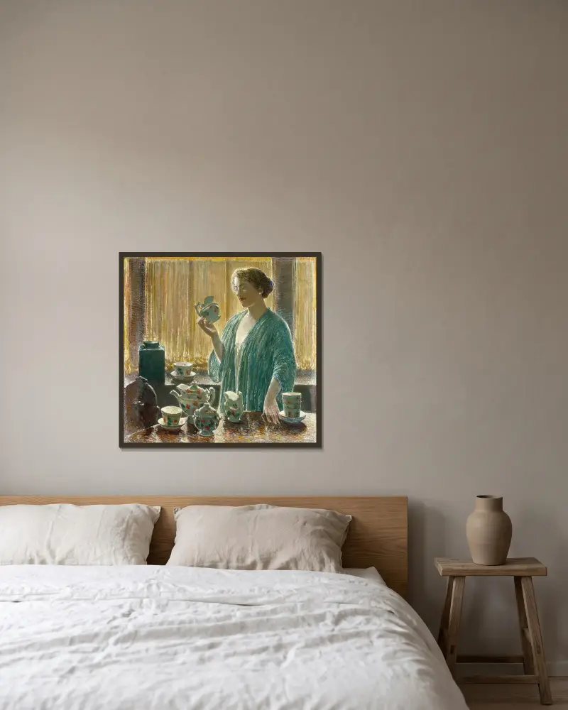 Erdbeertee-Service von Childe Hassam gerahmt an einer Wand