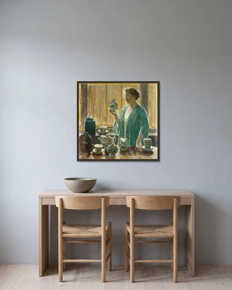 Erdbeertee-Service von Childe Hassam gerahmt an einer Wand