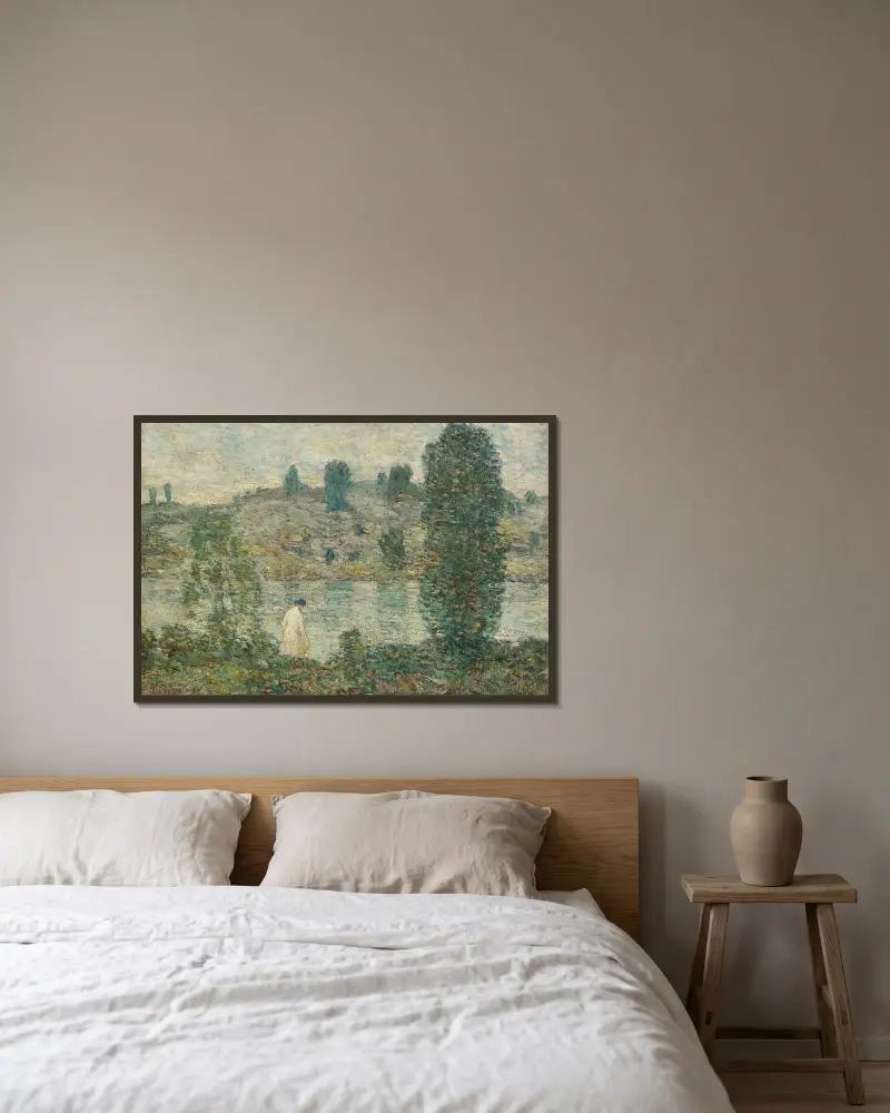 Sommareftermiddag av Childe Hassam inramad på en vägg