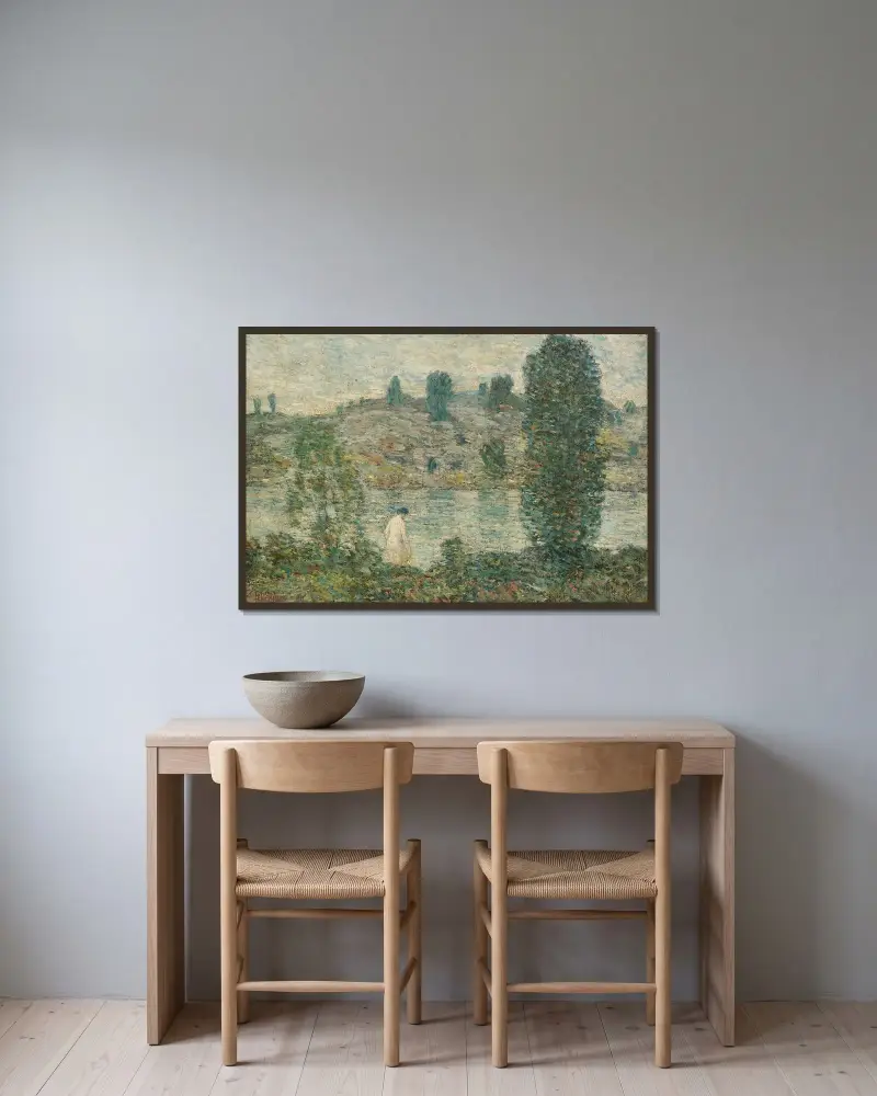 Sommareftermiddag av Childe Hassam inramad på en vägg