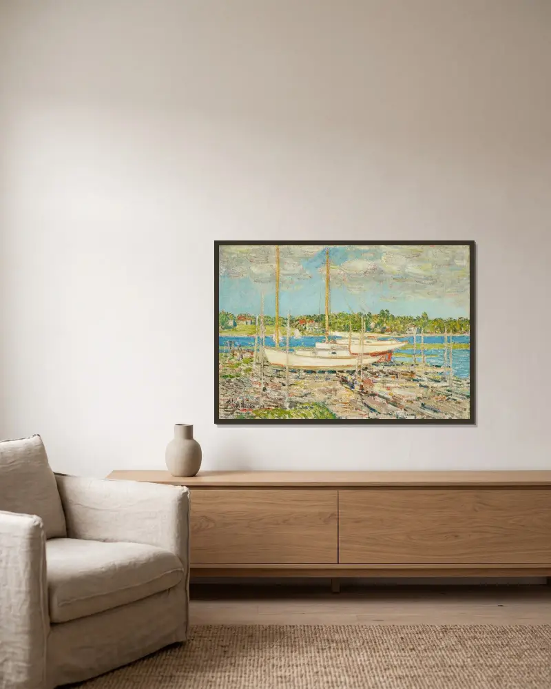 Der Hafen von Childe Hassam gerahmt an einer Wand