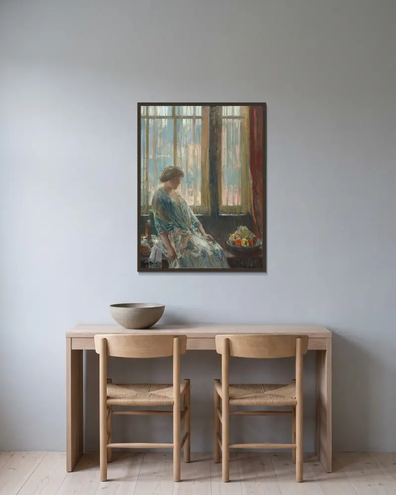 Das New Yorker Fenster von Childe Hassam gerahmt an einer Wand