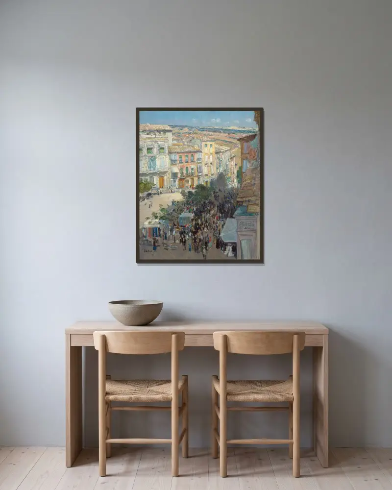 Vy över en stad i södra Frankrike av Childe Hassam inramad på en vägg