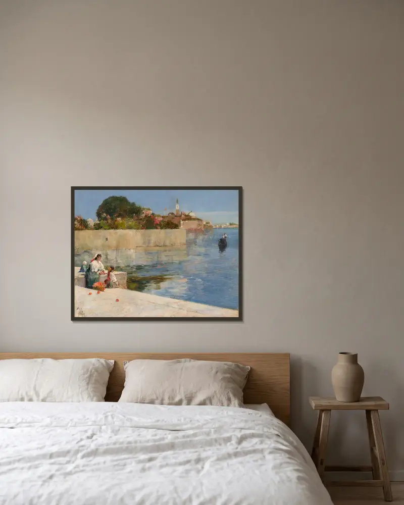 Venice-motiv av Childe Hassam inramad på en vägg