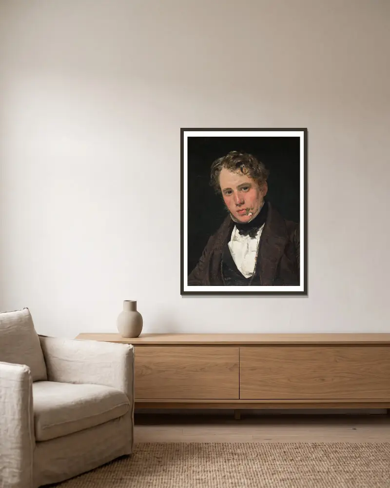 Portrait of the Painter Wilhelm Marstrand av Christen Købke inramad på en vägg